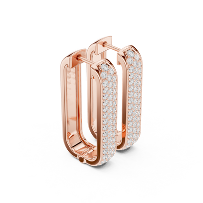 Seralyn Pavé Diamond Rectangle Hoops