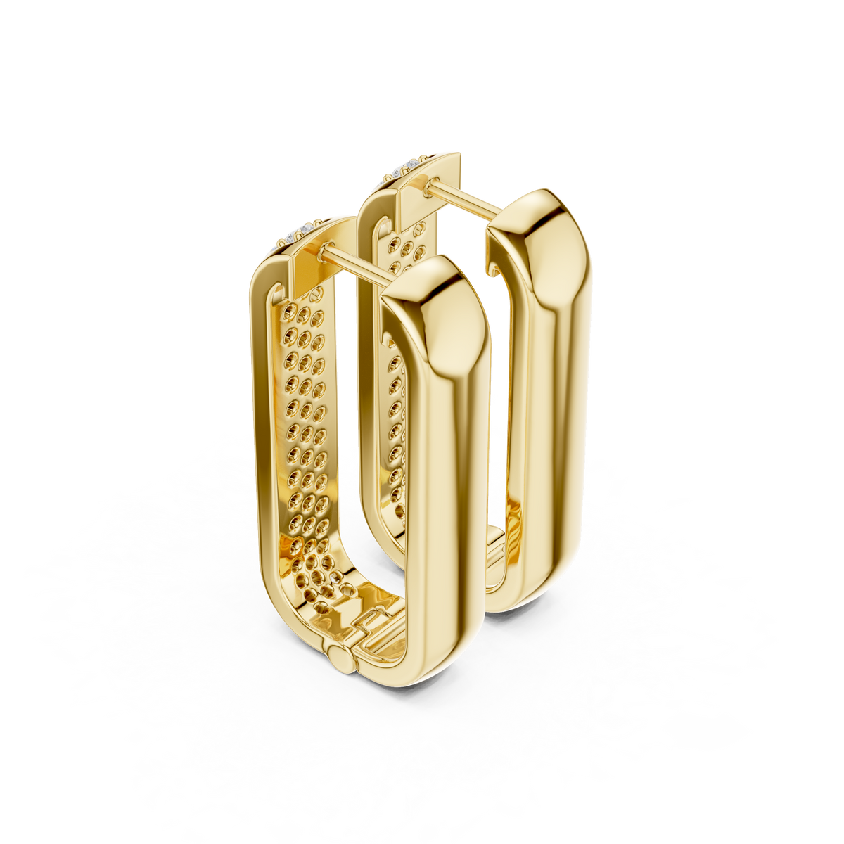 Seralyn Pavé Diamond Rectangle Hoops