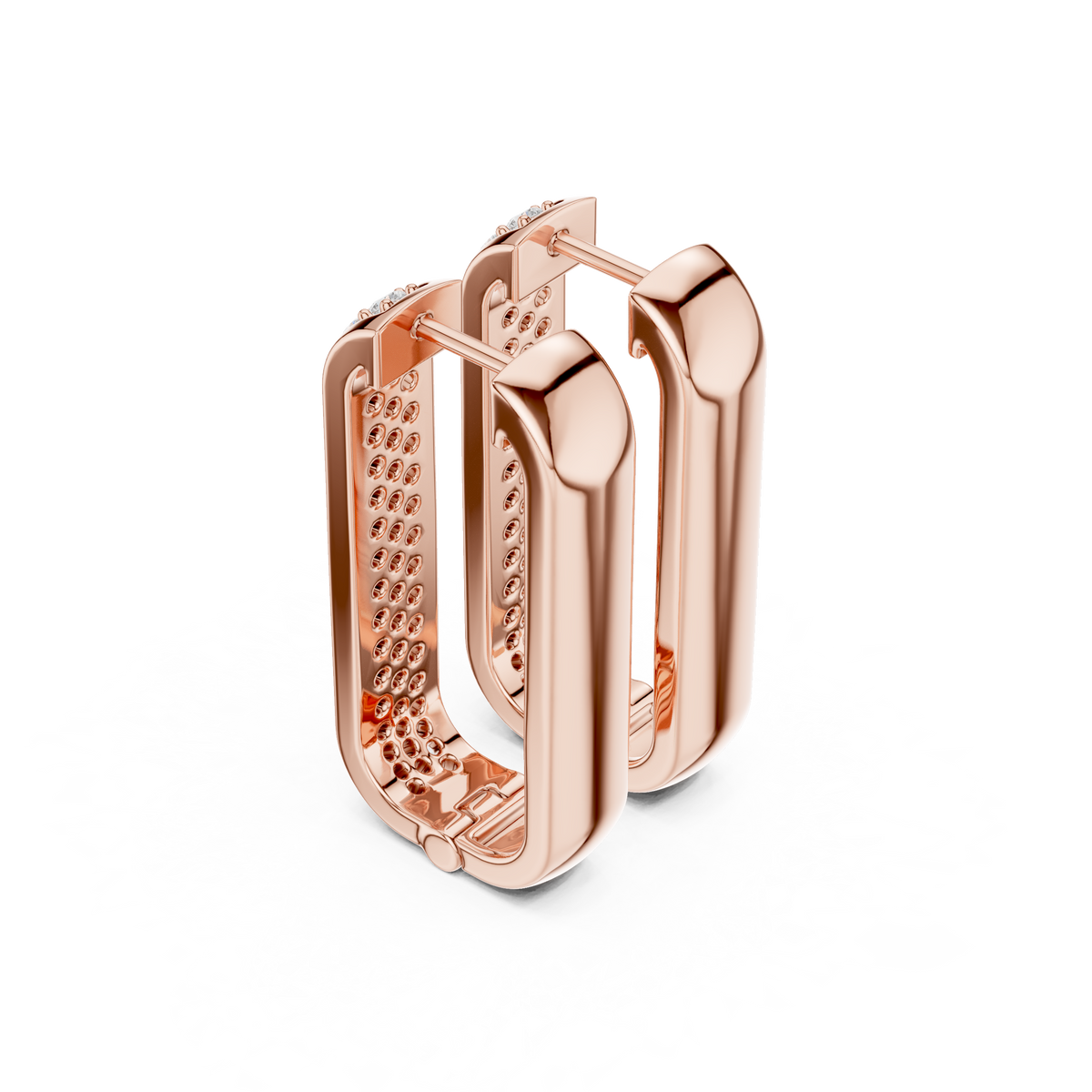 Seralyn Pavé Diamond Rectangle Hoops