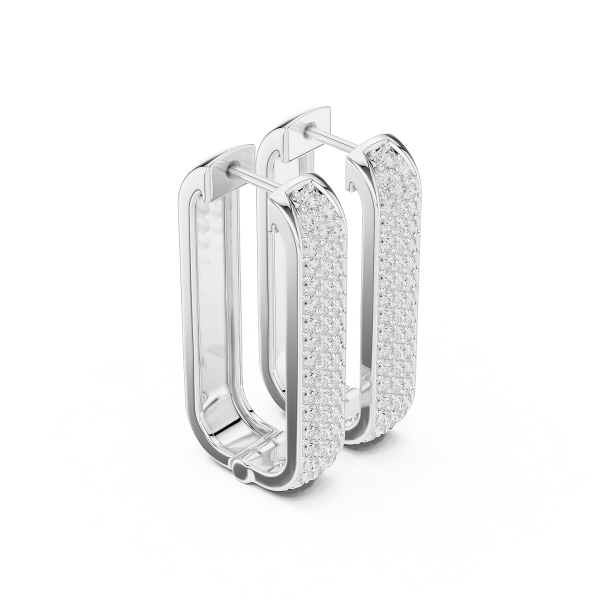 Seralyn Pavé Diamond Rectangle Hoops