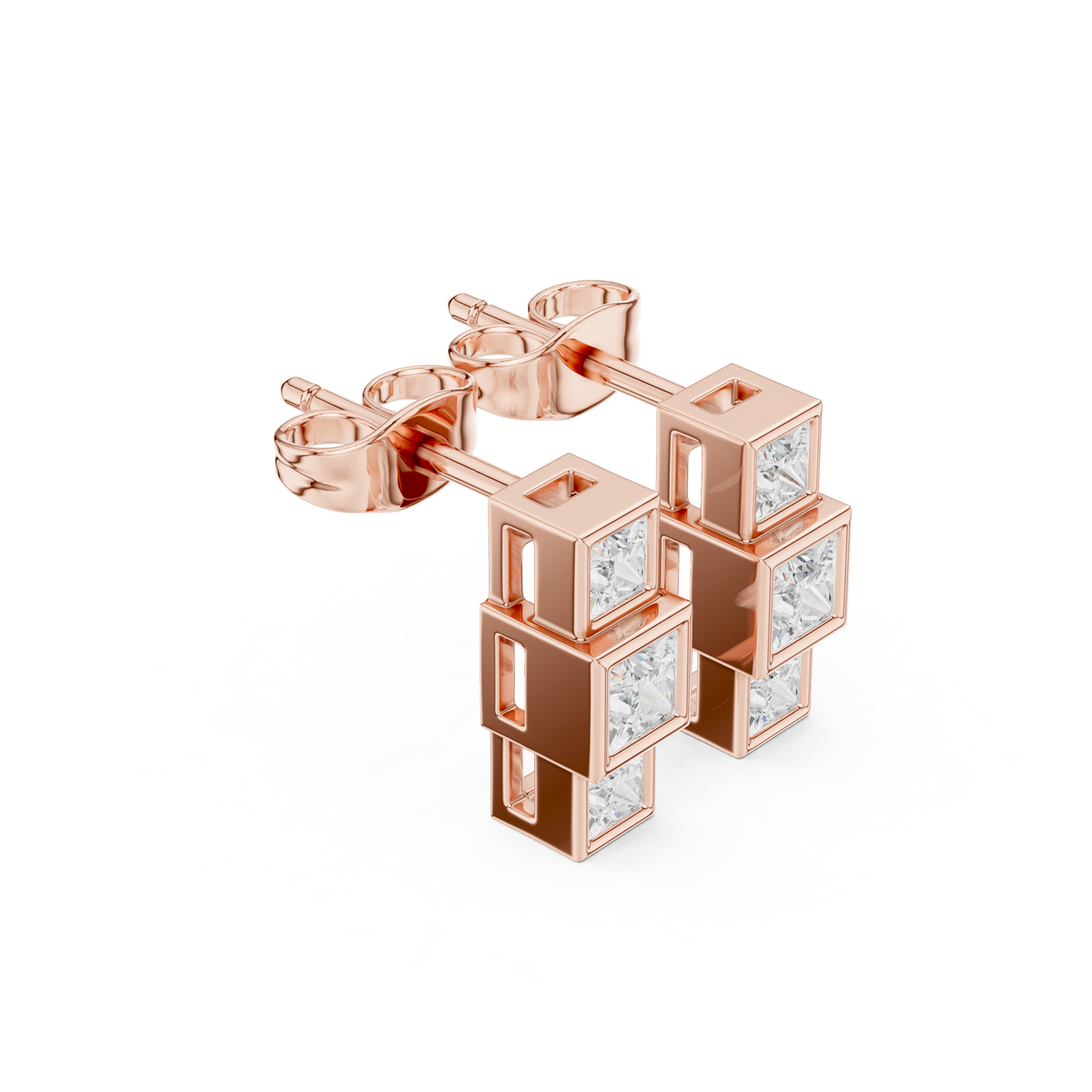 Zavira Princess Diamond Cube Studs