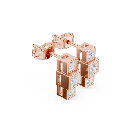 Zavira Princess Diamond Cube Studs