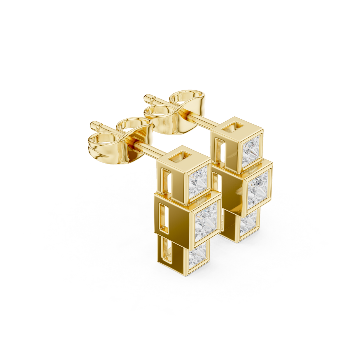 Zavira Princess Diamond Cube Studs