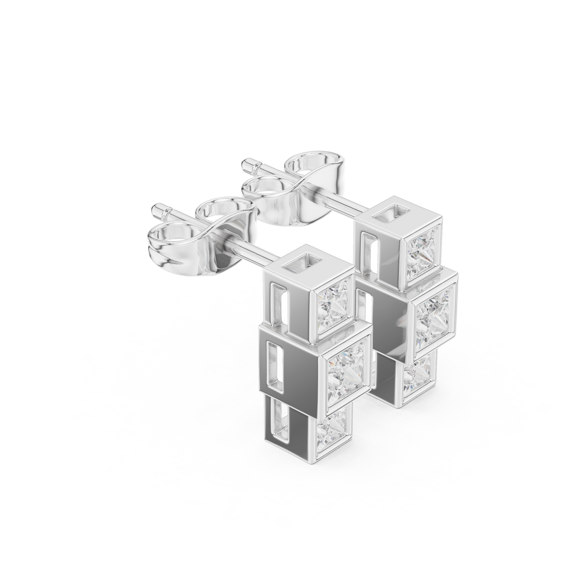 Zavira Princess Diamond Cube Studs