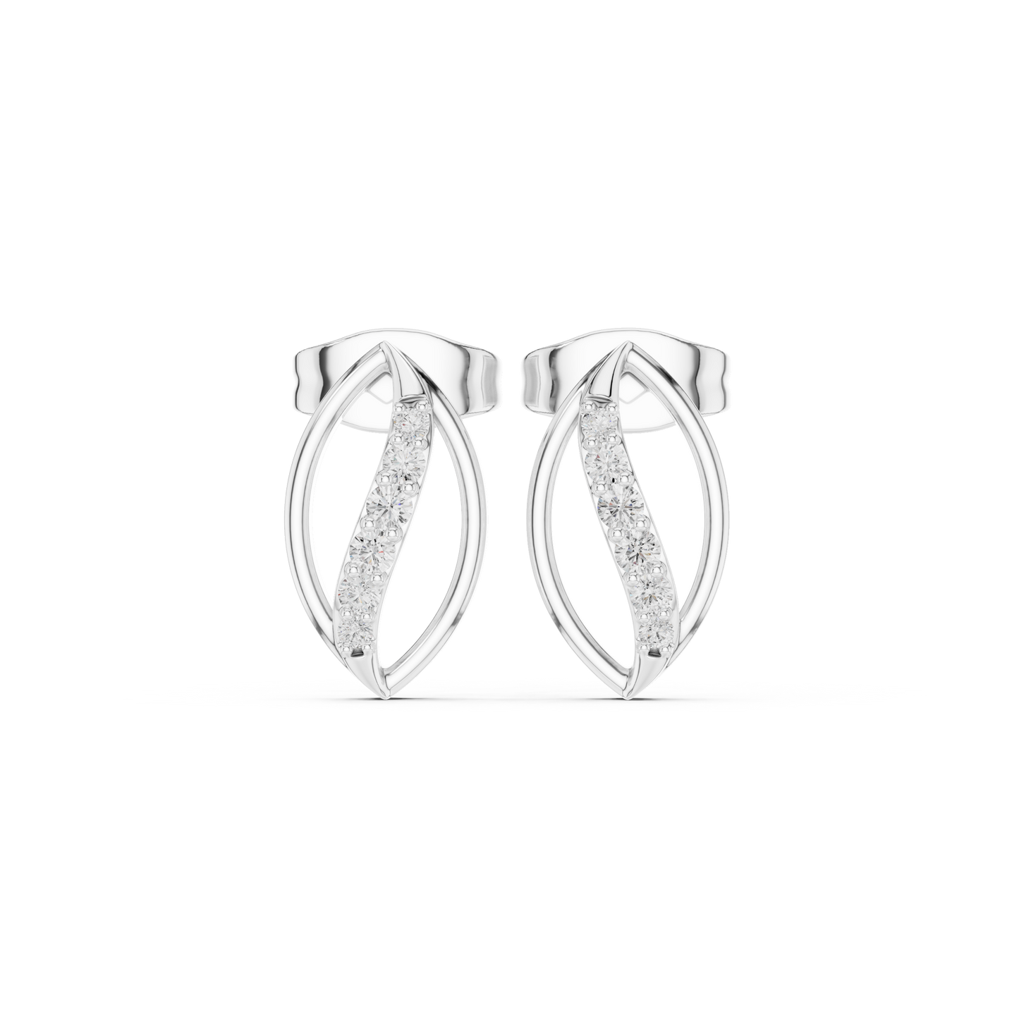 Nature's Vein Moissanite Stud Earrings in 925 Sterling Silver