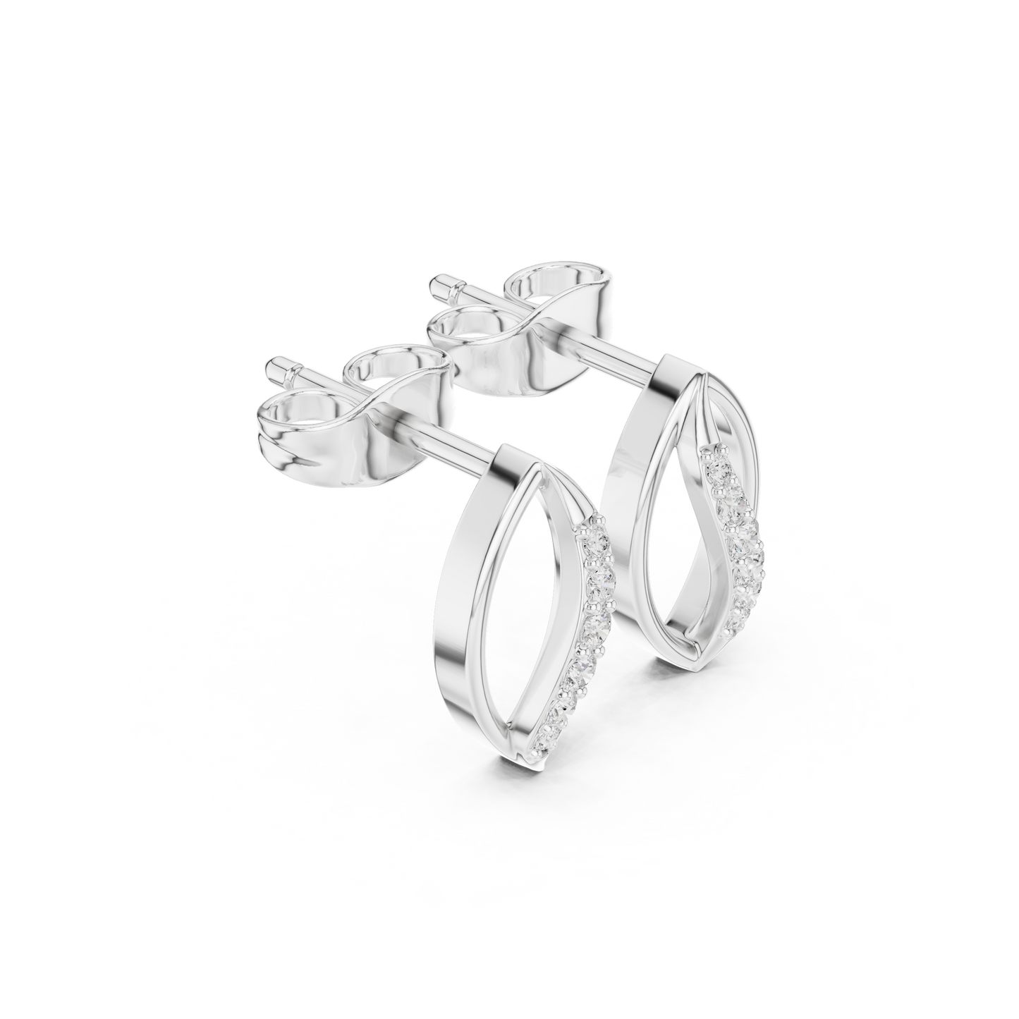Nature's Vein Moissanite Stud Earrings in 925 Sterling Silver