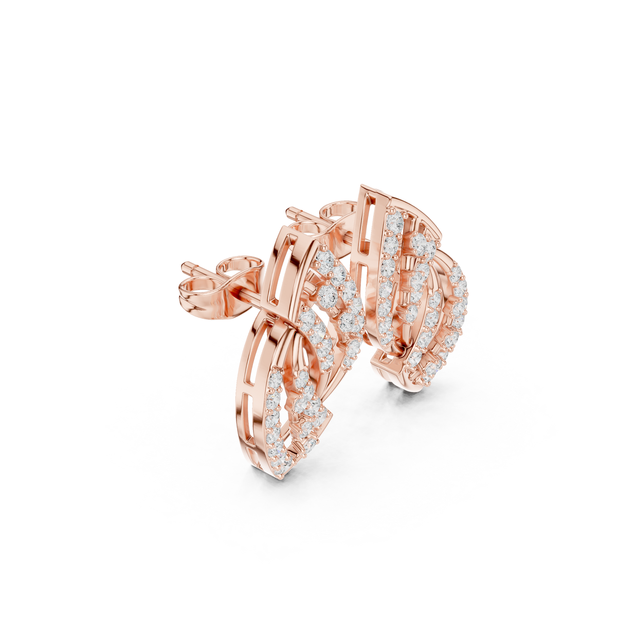Elvaira Diamond Interwoven Leaf Studs