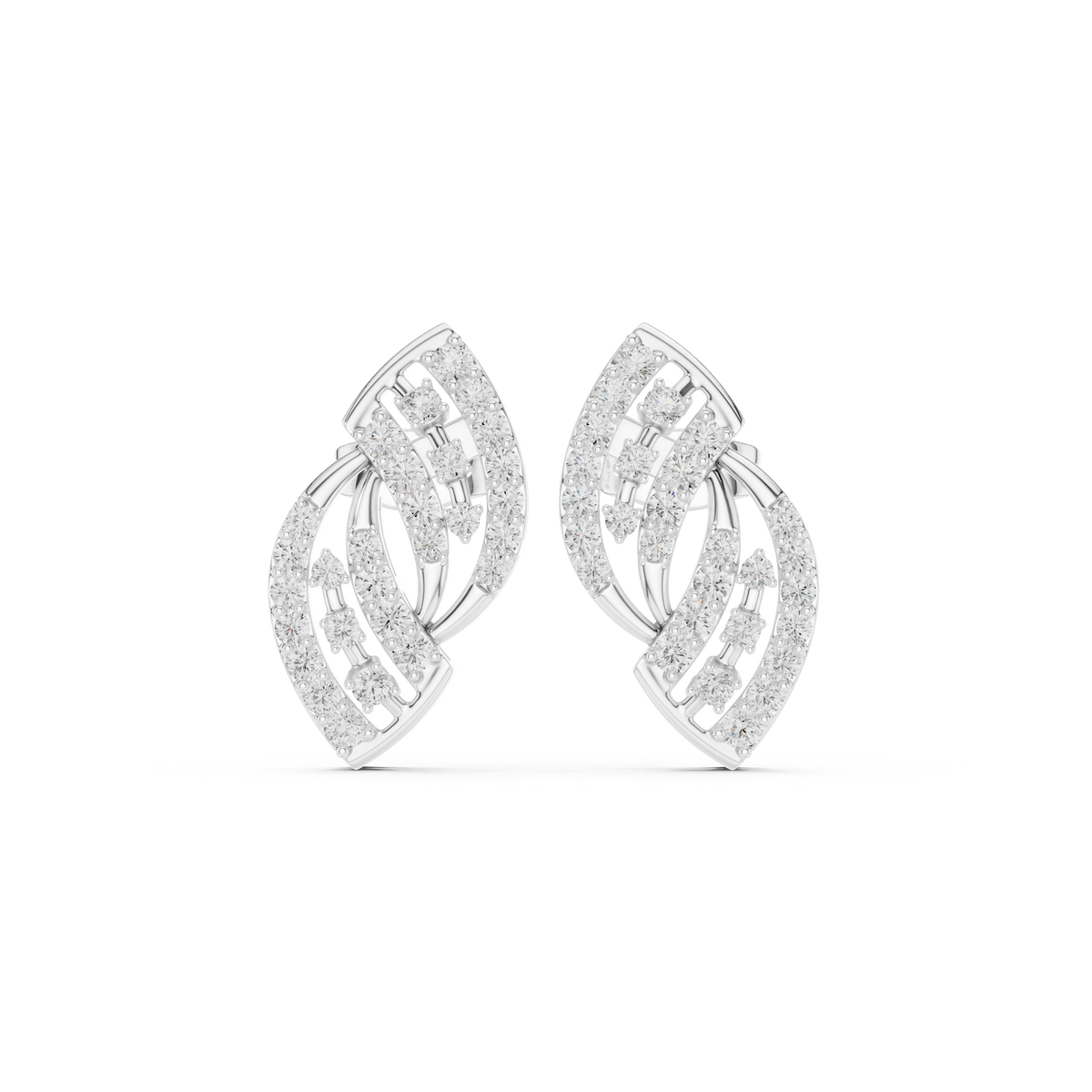 Elvaira Diamond Interwoven Leaf Studs