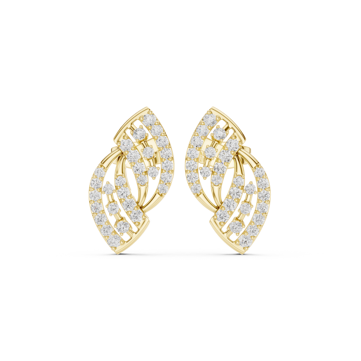Elvaira Diamond Interwoven Leaf Studs