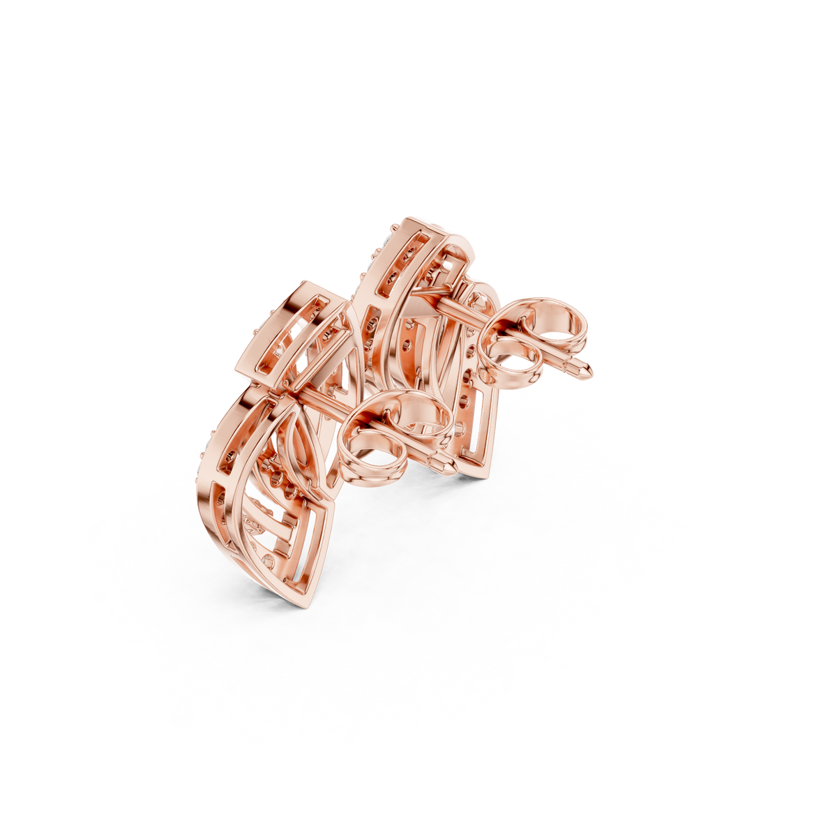 Elvaira Diamond Interwoven Leaf Studs