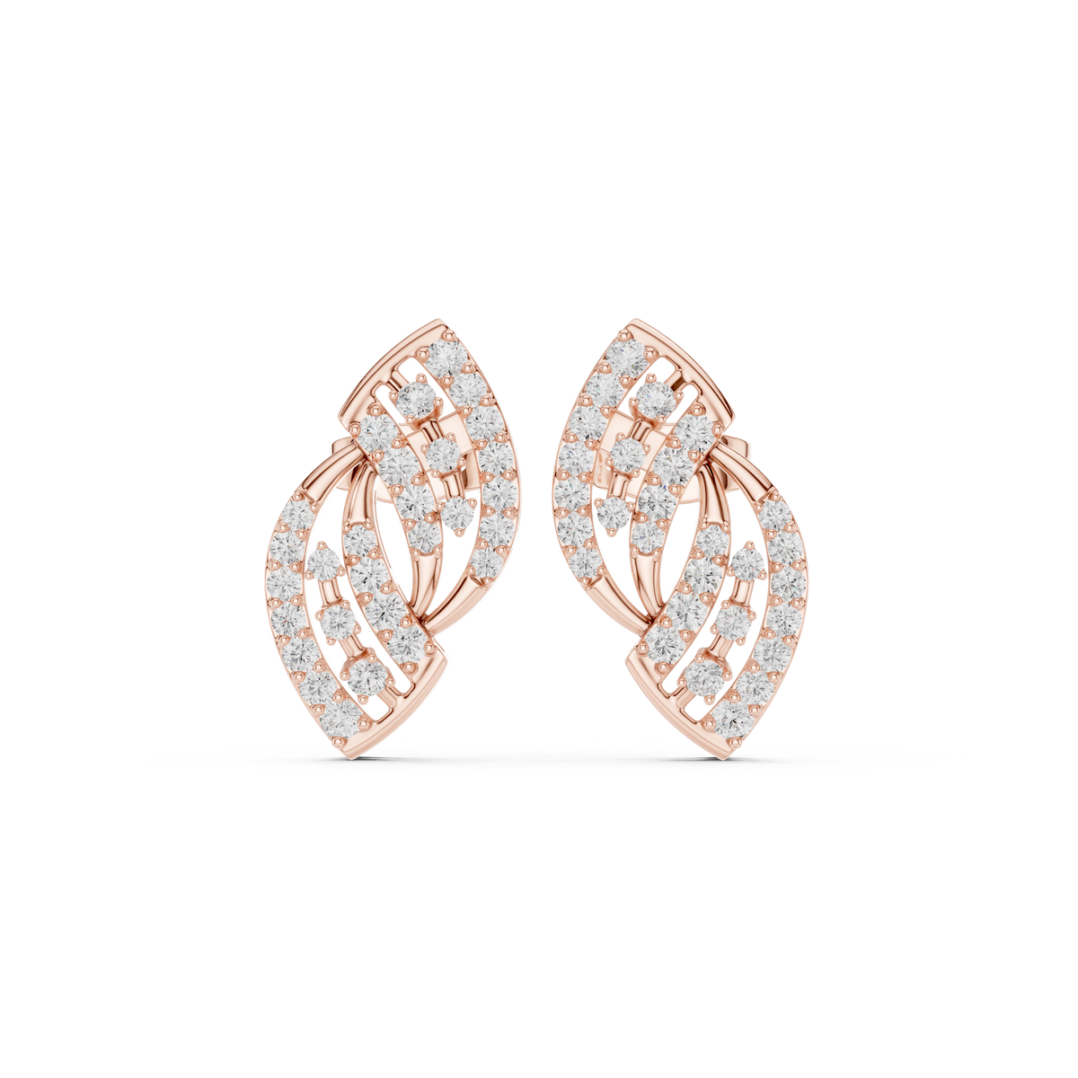 Elvaira Diamond Interwoven Leaf Studs