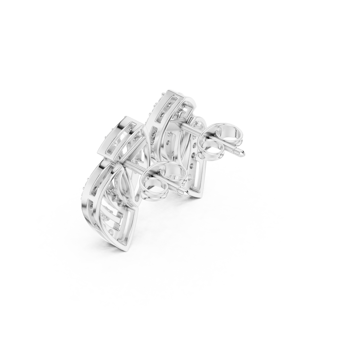 Elvaira Diamond Interwoven Leaf Studs