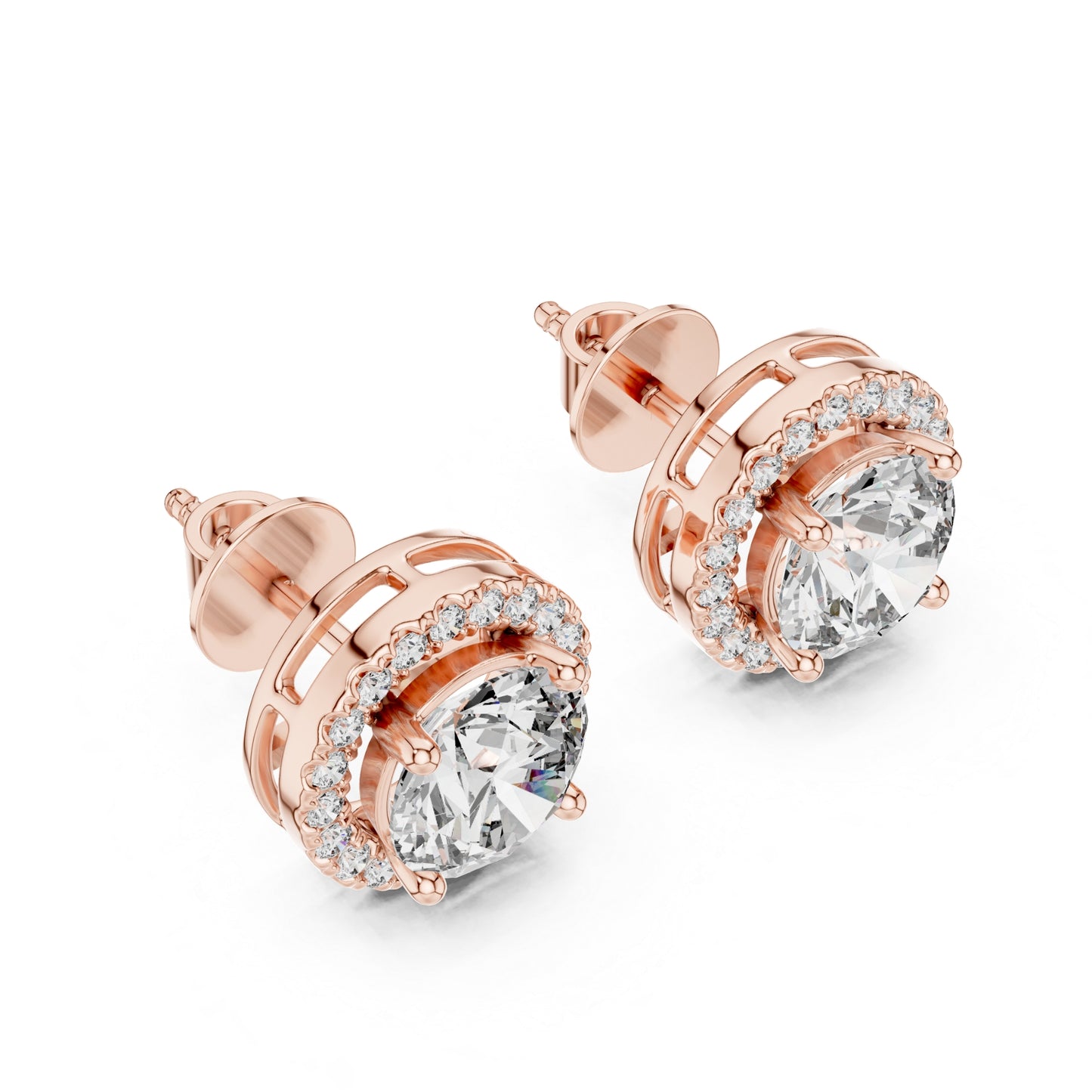 Elegant Lab Grown Diamond Stud Earrings in Gold for Women