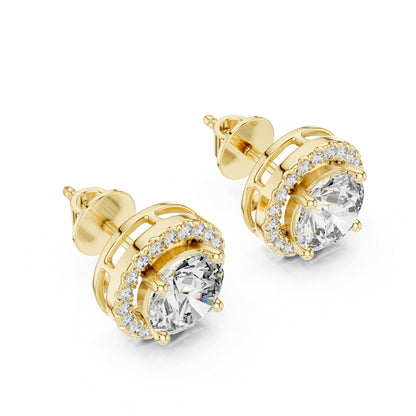 Elegant Lab Grown Diamond Stud Earrings in Gold for Women