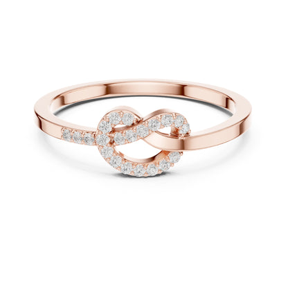 Liora Knot Round Lab Grown Diamond Ring in Gold for Women's Infinity Style for Everyday & Gifting