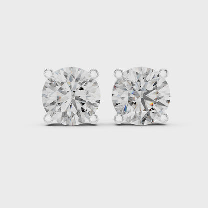 2.00cts Brilliant Round Diamond Solitaire Stud Earrings