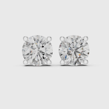 Celestia Crown Brilliant Round Lab Grown Diamond Solitaire Stud Earrings in Gold for Women's Classic Luxury Everyday Jewelry