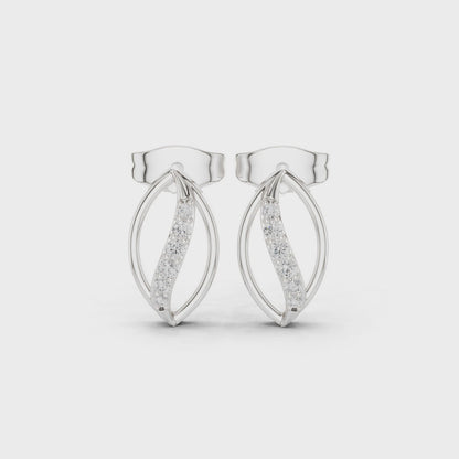 Nature's Vein Moissanite Stud Earrings in 925 Sterling Silver