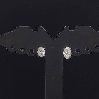 1.00cts Solitaire Oval Diamond Earrings