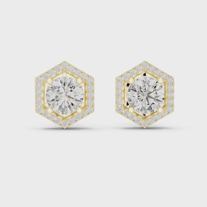 Zarelle Hexagon Halo Solitaire Stud