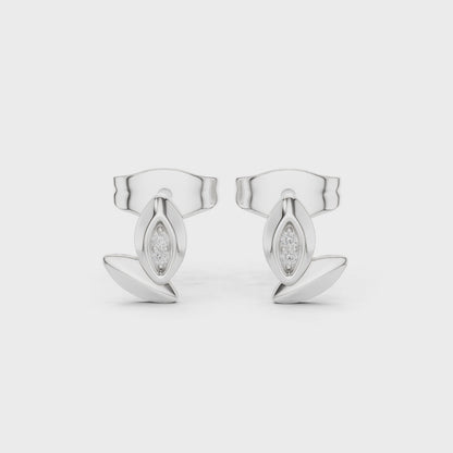 Bloom Bud Moissanite Stud Earrings in 925 Sterling Silver