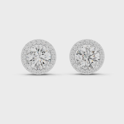 Halo of Brilliance Round Moissanite Halo Stud Earrings in 925 Sterling Silver