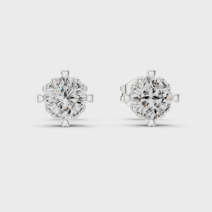 Blooming Brilliance Round Moissanite Floral Stud Earrings in 925 Sterling Silver