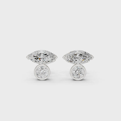 Twin Brilliance Moissanite Stud Earrings in 925 Sterling Silver