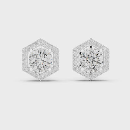 Zarelle Hexagon Halo Solitaire Stud