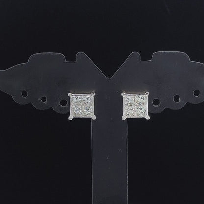 Princess Diamond Cluster Earring