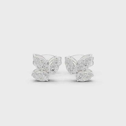 Flutter Bloom Moissanite Butterfly Stud Earrings in 925 Sterling Silver