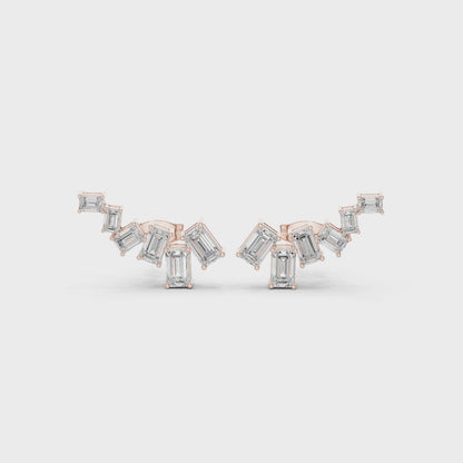 Elara Emerald Cut Cascade Studs