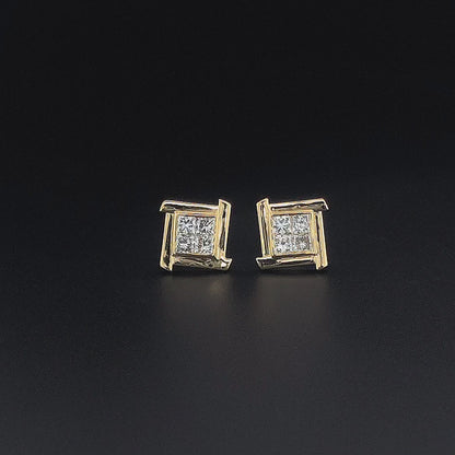 Orvella Princess Cut Lab Grown Diamond Stud Earrings in Gold for Women