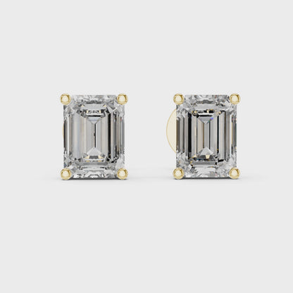 Celestia Emerald Cut Solitaire Studs