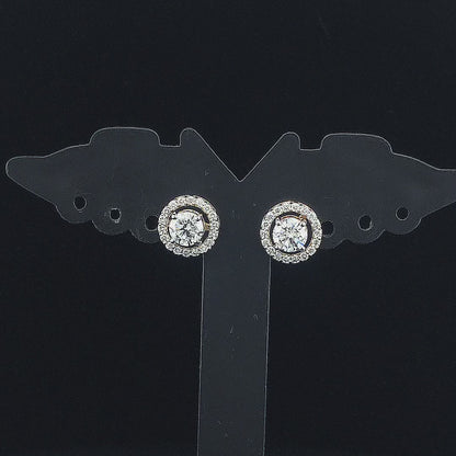0.90cts Brilliant Round Solitaire Halo Diamond Earring