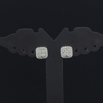 Classic Square Cluster Halo Earring