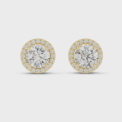 Elegant Lab Grown Diamond Stud Earrings in Gold for Women