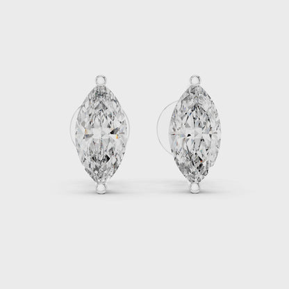 Royal Grace Marquise Cut Moissanite Stud Earrings in 925 Sterling Silver