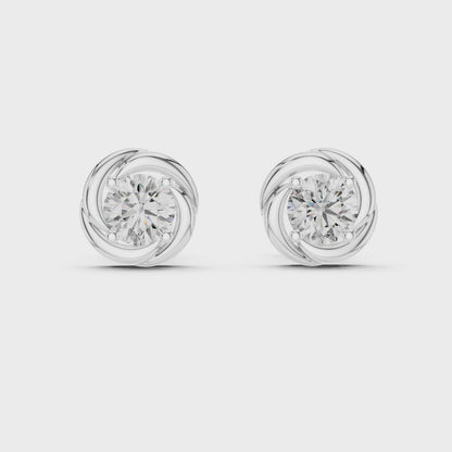 Infinity Embrace Round Brilliant Moissanite Stud Earrings in 925 Sterling Silver