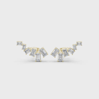 Elara Emerald Cut Cascade Studs