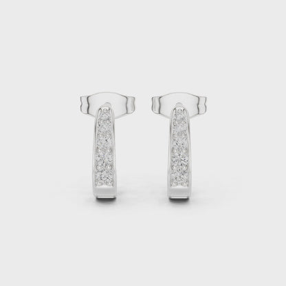 Luna Curve Pavé Moissanite Half Hoop Earrings in 925 Sterling Silver