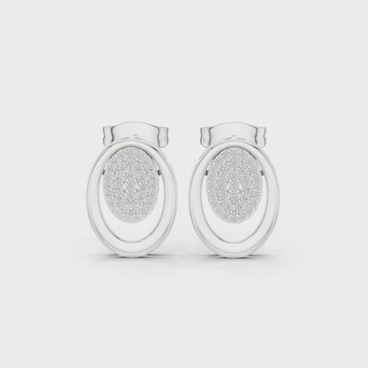 Infinity Aura Pavé Moissanite Oval Stud Earrings in 925 Sterling Silver