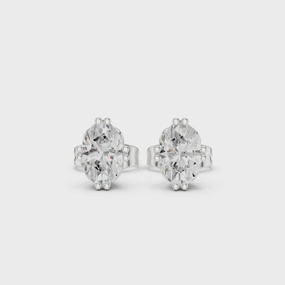 Elegant Leaf Oval Cut Moissanite Stud Earrings in 925 Sterling Silver