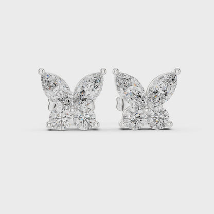 Flutter Bloom Marquise Moissanite Butterfly Stud Earrings in 925 Sterling Silver