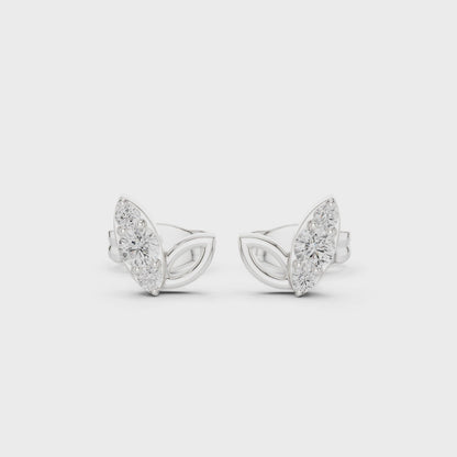 Celestial Leaf Moissanite Stud Earrings in 925 Sterling Silver