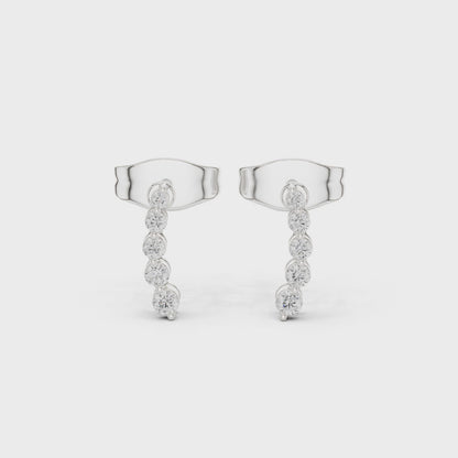 Cascade Spark Moissanite Drop Stud Earrings in 925 Sterling Silver