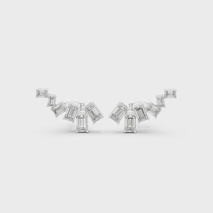 Elara Emerald Cut Cascade Studs