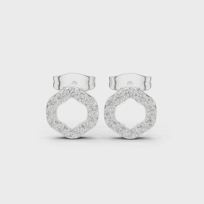 Flora Halo Moissanite Open Flower Stud Earrings in 925 Sterling Silver