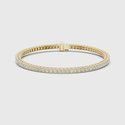 Imperial Prism Princess Cut Lab Grown Diamond Tennis Bracelet in Gold for Women's Classic Luxury Bracelet