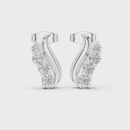 Serenique Wave Moissanite Stud Earrings in 925 Sterling Silver